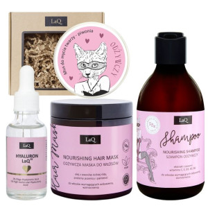 Zestaw: Hyaluron serum, szampon, maska i mus do twarzy KOCICA PIWONIA LaQ