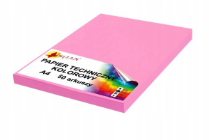 Papier techniczny A4 140g różowy landrynkowy 50 ar