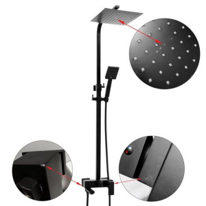 Zestaw Prysznicowy Mechaniczny 25 Cm, Czarny Outlet -30%