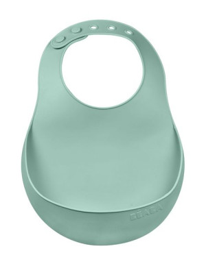 Śliniak silikonowy z kieszonką Sage green Beaba