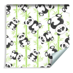 Tapeta Dekoracyjna dla Dzieci Uśmiechnięte MISIE Panda wśród Bambusów