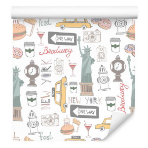 Tapeta do Pokoju Młodzieżowego Symbole NEW YORK Brodwey Fast Food