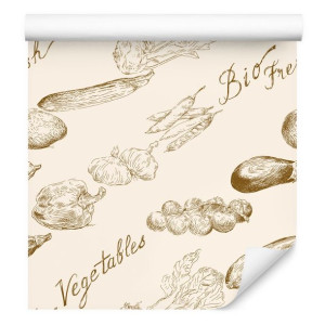 Tapeta do Kuchni Warzywa Napisy w Stylu Vintage