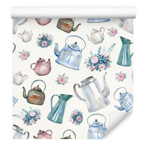 Tapeta do Kuchni Czajniki w Stylu Vintage