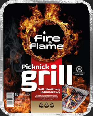 Grill Jednorazowy Turystyczny Węglowy Piknikowy Z Węglem Fire&flame
