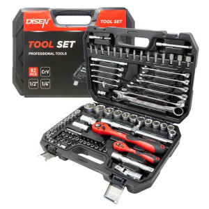 Zestaw kluczy nasadki bity 1/2'' 1/4'' 82 el.