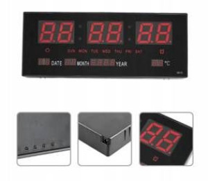 Duży Zegar Cyfrowy Led 45x23 Data Termometr Alarm