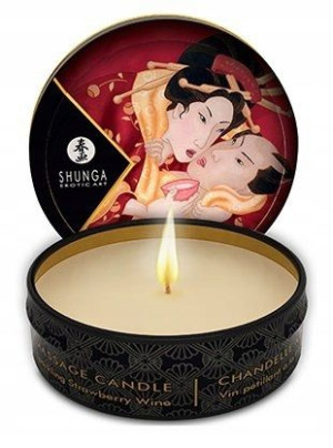 Shunga ROMANCE świeczka olejek do masażu TRUSKAWKA