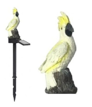 Lampa ogrodowa solarna led papuga biała dekoracja