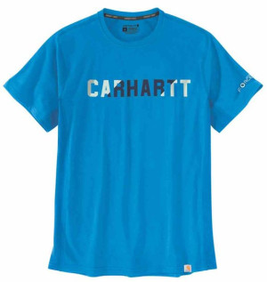 Koszulka Carhartt Force Midweight Block Logo Azure S