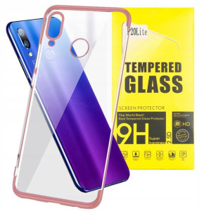 Etui + szkło hartowane Huawei P20 Lite (różowy)