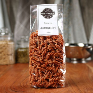Makaron jajeczny Paprykowy świdry 400g Nudle Ślaskie