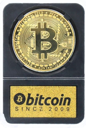 Bitcoin BTC Moneta Złota Kolekcjonerska w pudełku