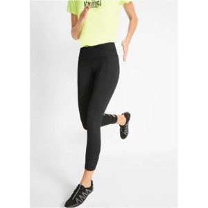 Bonprix Czarne Sportowe Elastyczne Legginsy 7/8 Do Biegania 36-38 953571