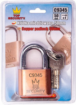 Kłódka Niklowana Zatrzaskowa 50 Mm + 4 Klucze