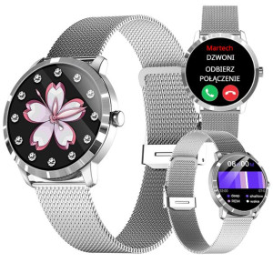 SMARTWATCH DAMSKI CIŚNIENIOMIERZ Zegarek Srebrny Q8H