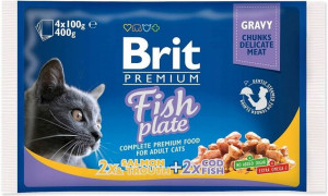Mokra karma Brit Cat Pouches FISH PLATE 4x100g