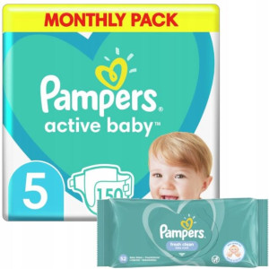 Pampers pieluszki Active Baby 5 150 szt + GRATIS