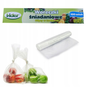 Woreczki Śniadaniowe Mocne Foliowe Klipsy 100 Szt