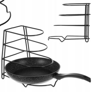 Organizer Na 4 Patelnie Stal Nierdzewna Silikon Stojak 28,5x21,5x24 Cm 2906
