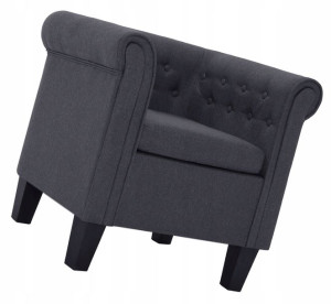Pikowany Fotel Klubowy W Stylu Chesterfield Szary