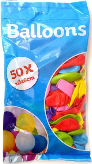 Kolorowe balony 26 cm 50 sztuk.