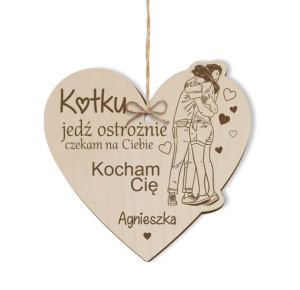 Zawieszka do auta "przypominajka", prezent dla kierowcy, sklejka, imię