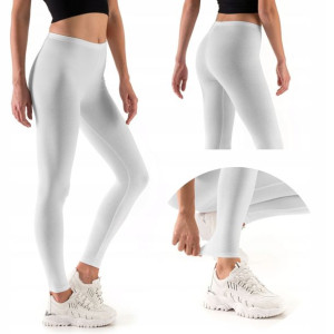 Legginsy Damskie Bawełniane Długie Getry Białe Xl