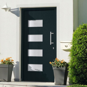 Drzwi zewnętrzne, aluminium i PVC, antracytowe, 11