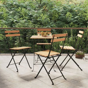 Składane krzesła bistro, 4 szt., lite drewno tekow