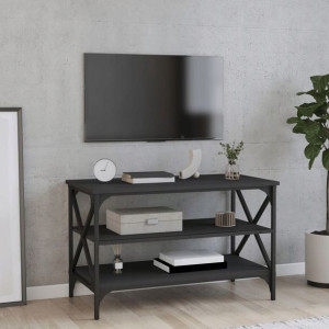 Szafka pod TV, czarna, 80x40x50 cm, materiał drewn