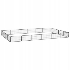 Kojec dla psa, 20 panele, czarny, 100x50 cm, stal
