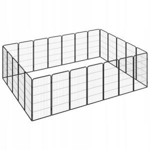 Kojec dla psa, 24 paneli, czarny, 50x100 cm, stal
