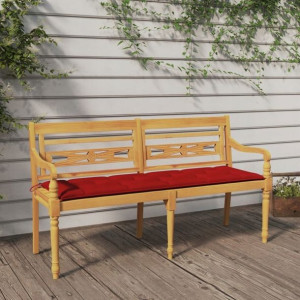 Ławka Batavia z czerwony poduszką, 150 cm, lite dr