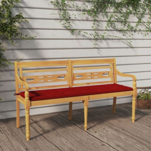 Ławka Batavia z czerwony poduszką, 150 cm, lite dr