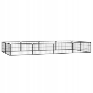 Kojec dla psa, 12 panele, czarny, 100x50 cm, stal