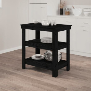 Stolik roboczy, czarny, 78,5x50x80 cm, lite drewno