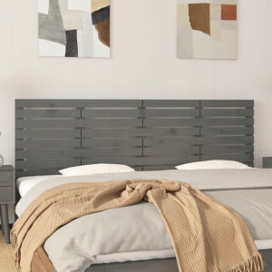 Wezgłowie łóżka, szare, 166x3x63 cm, lite drewno s
