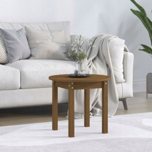 Stolik kawowy, miodowy brąz, Ø45x40 cm, lite drewn
