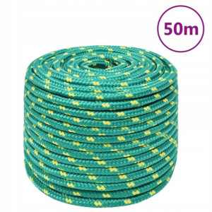 Linka żeglarska, zielona, 12 mm, 50 m, polipropyle