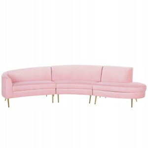 Sofa półokrągła 4-osobowa welurowa różowa MOSS Lum