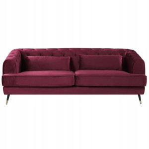 Sofa 3-osobowa Welurowa Bordowa Sletta Lumarko!