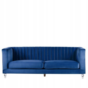 Sofa 3-osobowa Welurowa Niebieska Arvika Lumarko!