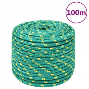 Linka żeglarska, zielona, 14 mm, 100 m, polipropyl