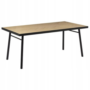 Stół do jadalni 180 x 90 cm jasne drewno z czarnym