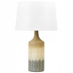 Lampa stołowa ceramiczna beżowa z szarym CALVAS Lu