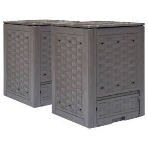 Kompostowniki, 2 szt., 60x60x83 cm, 600 L, rattan