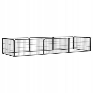 Kojec dla psa, 8 panele, czarny, 100x50 cm, stal L