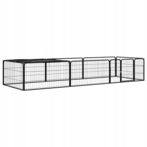 Kojec dla psa, 8 panele, czarny, 100x50 cm, stal L