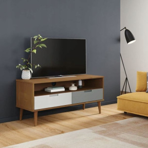 Szafka pod TV, miodowy brąz, 106x40x49 cm, lite dr